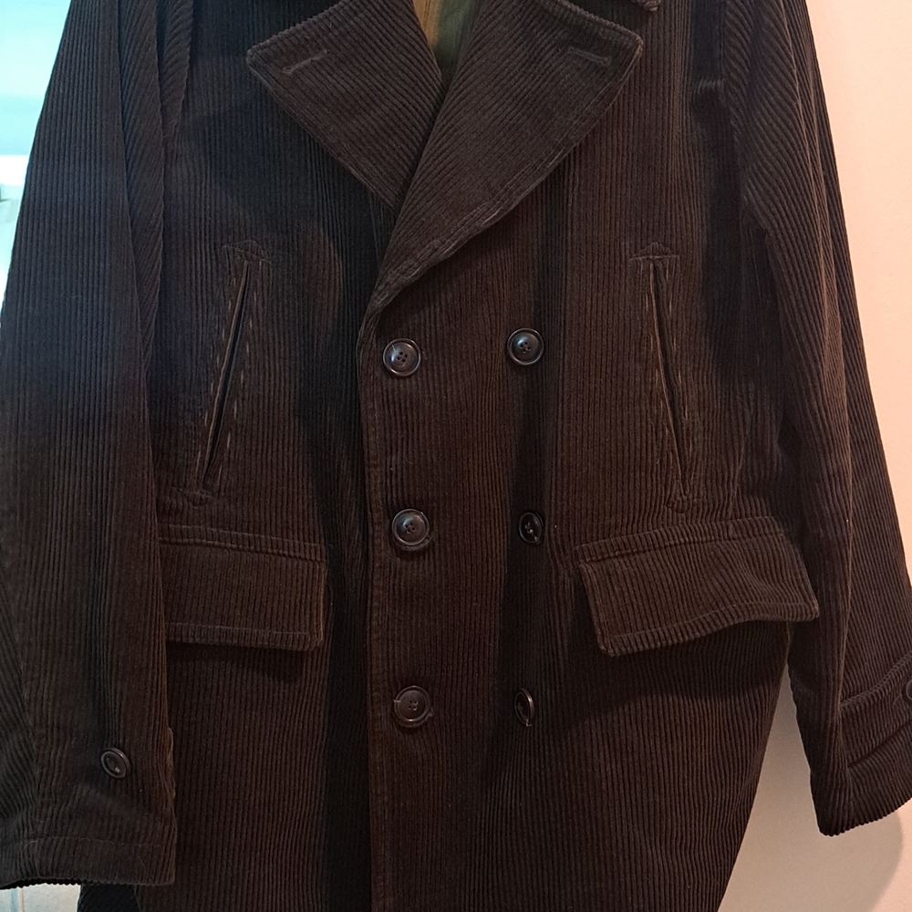 Todd Snyder Dark Olive Brown Corduroy Pea Coat